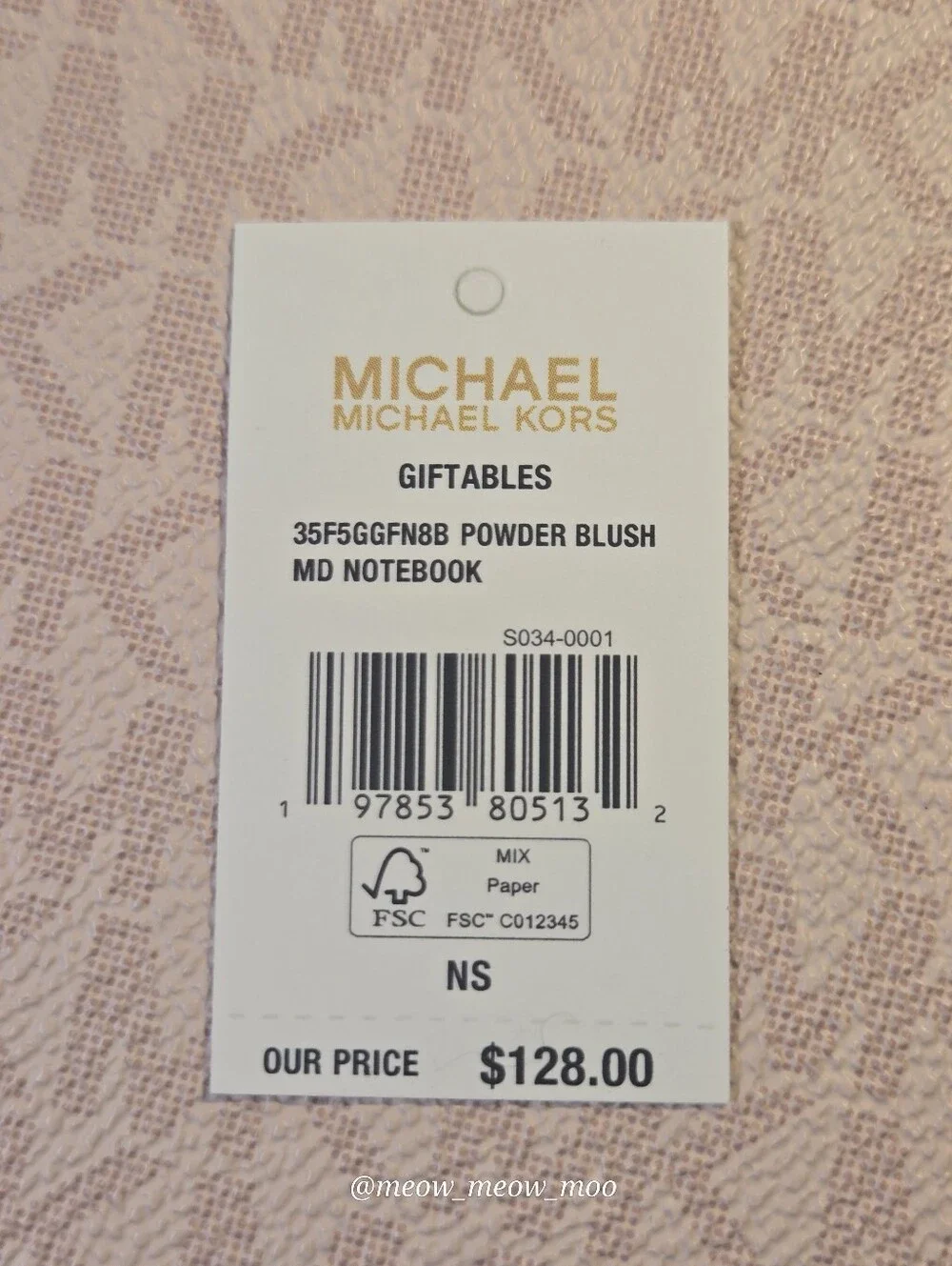 Michael Kors Powder Blush MK Signature Medium Notebook Journal Planner New